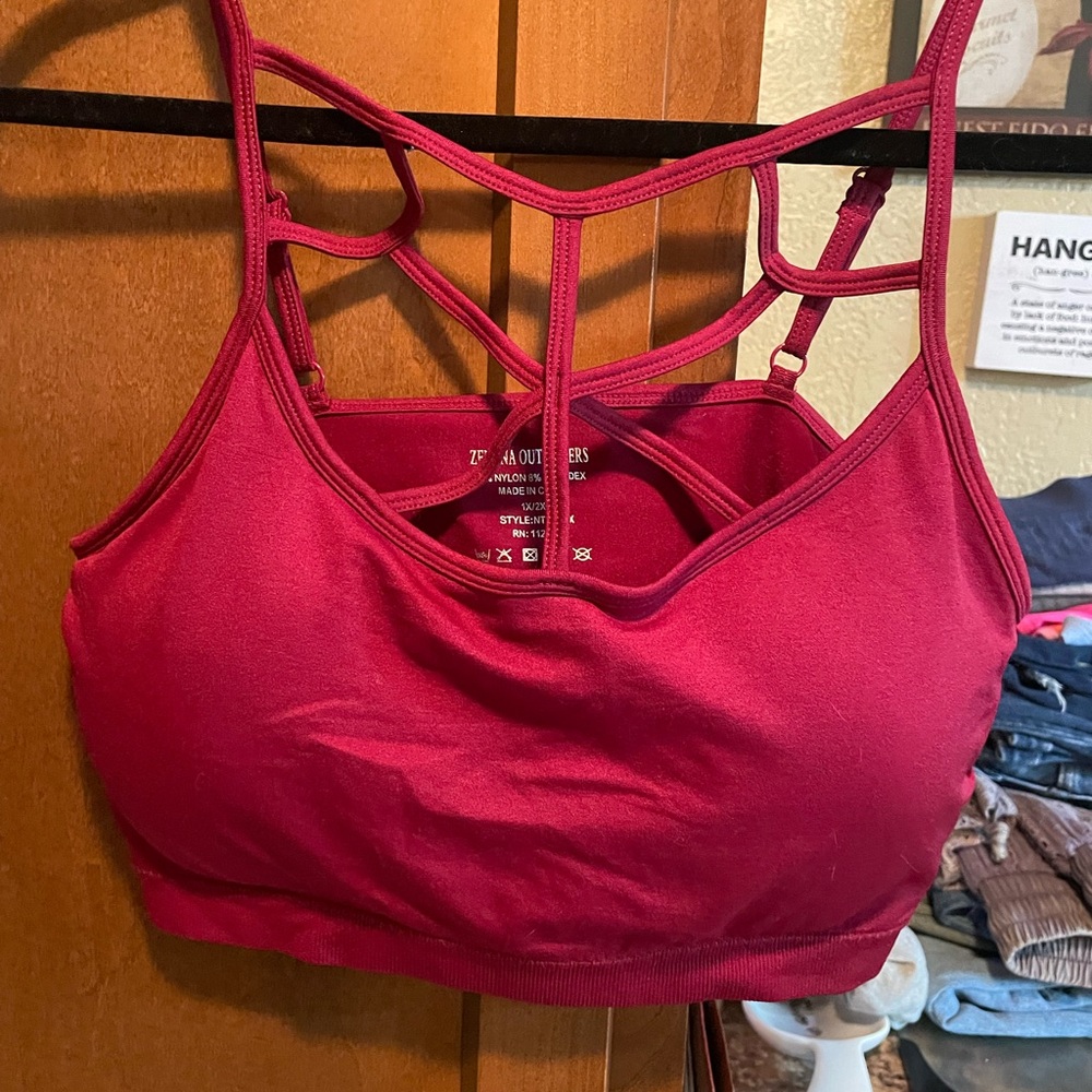 Zenana Outfitters Strappy Back Sports Bra - Pink